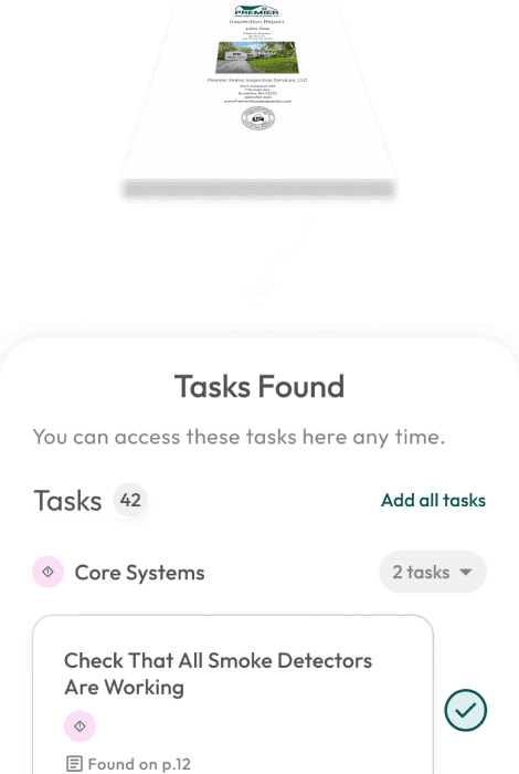 Domis inspection report and Tasks Found screen, stacked vertically