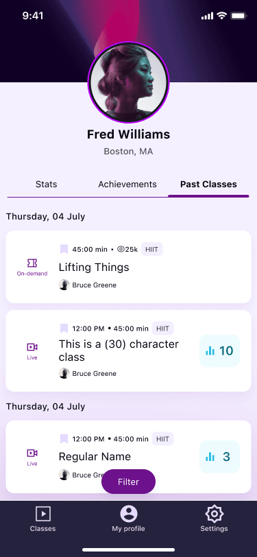 Profile past classes