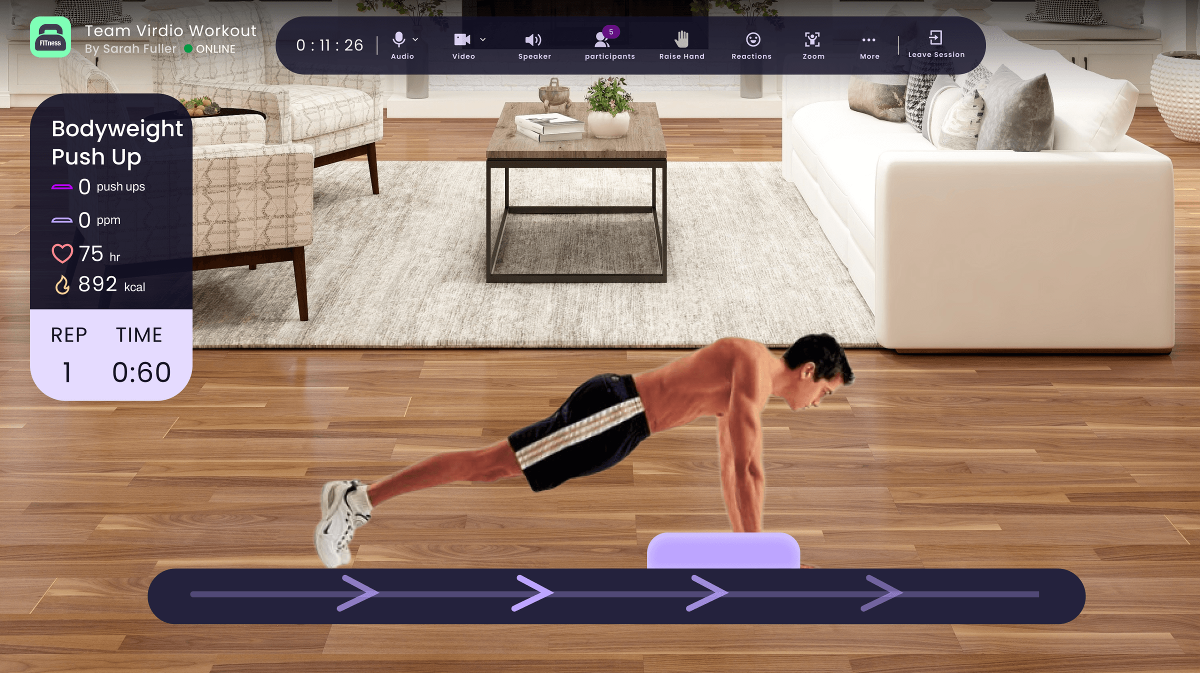 Barbell push-up, AR tracking frame 2