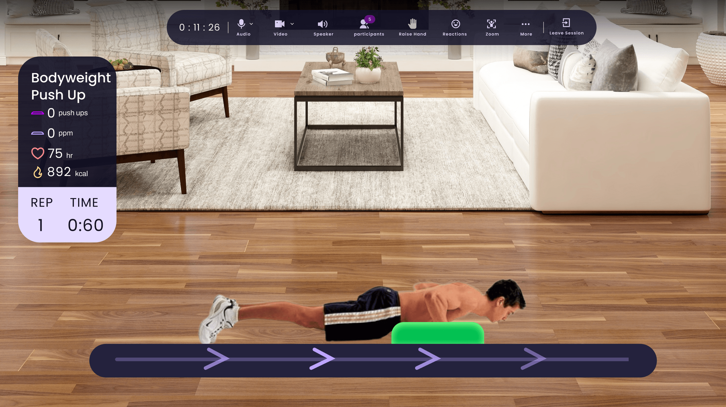 Barbell push-up, AR tracking frame 3
